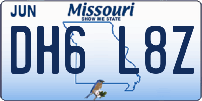 MO license plate DH6L8Z
