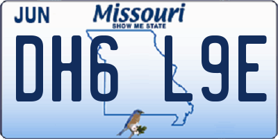 MO license plate DH6L9E
