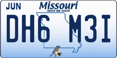 MO license plate DH6M3I
