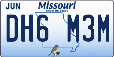 MO license plate DH6M3M