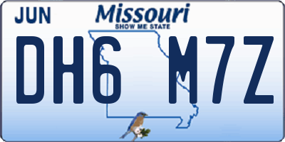 MO license plate DH6M7Z