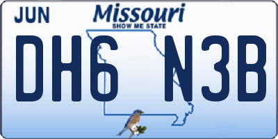 MO license plate DH6N3B