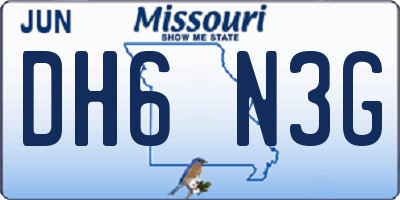 MO license plate DH6N3G