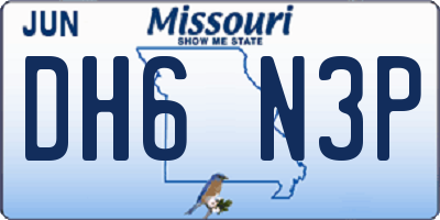 MO license plate DH6N3P