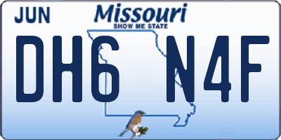 MO license plate DH6N4F