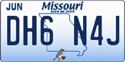 MO license plate DH6N4J