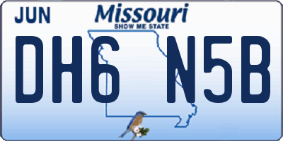 MO license plate DH6N5B