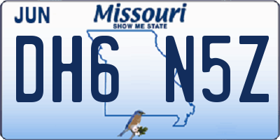 MO license plate DH6N5Z
