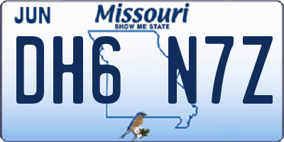MO license plate DH6N7Z