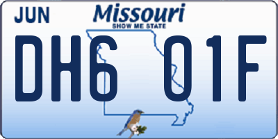 MO license plate DH6O1F