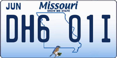 MO license plate DH6O1I