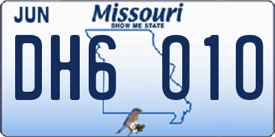 MO license plate DH6O1O