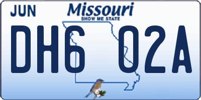 MO license plate DH6O2A