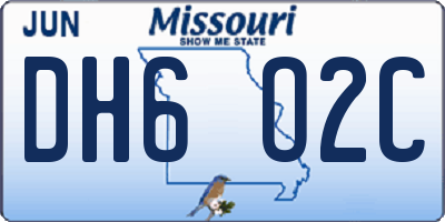 MO license plate DH6O2C