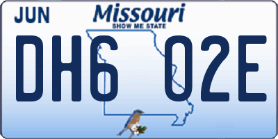 MO license plate DH6O2E
