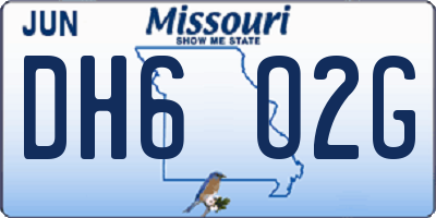 MO license plate DH6O2G