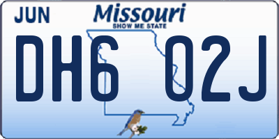 MO license plate DH6O2J