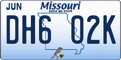 MO license plate DH6O2K