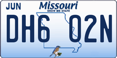 MO license plate DH6O2N