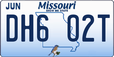 MO license plate DH6O2T