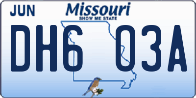 MO license plate DH6O3A