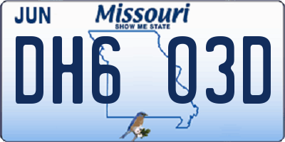 MO license plate DH6O3D