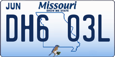 MO license plate DH6O3L
