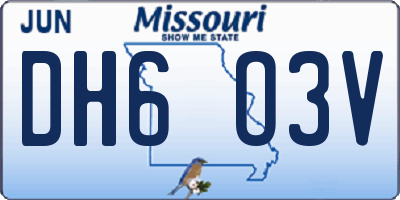 MO license plate DH6O3V