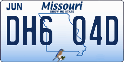 MO license plate DH6O4D