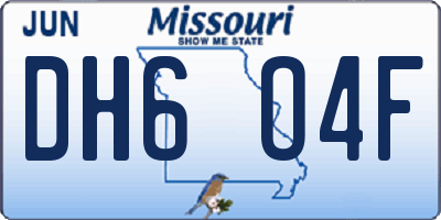 MO license plate DH6O4F