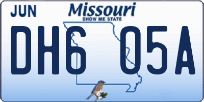 MO license plate DH6O5A