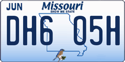 MO license plate DH6O5H