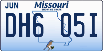 MO license plate DH6O5I
