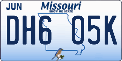 MO license plate DH6O5K
