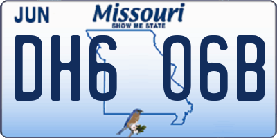 MO license plate DH6O6B