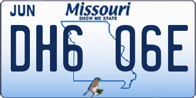 MO license plate DH6O6E