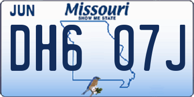 MO license plate DH6O7J