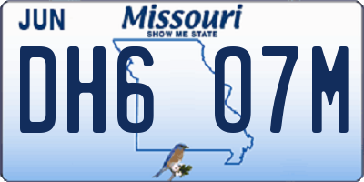 MO license plate DH6O7M