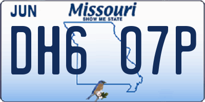 MO license plate DH6O7P