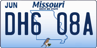 MO license plate DH6O8A