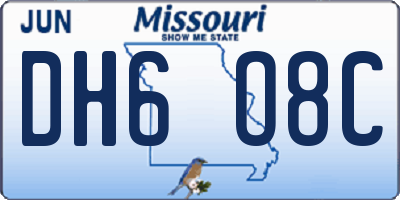 MO license plate DH6O8C