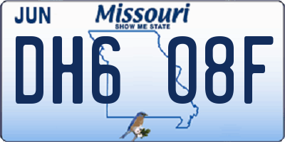 MO license plate DH6O8F