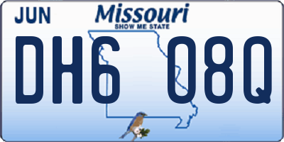 MO license plate DH6O8Q
