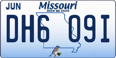 MO license plate DH6O9I