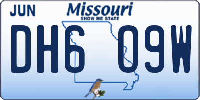 MO license plate DH6O9W