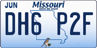 MO license plate DH6P2F