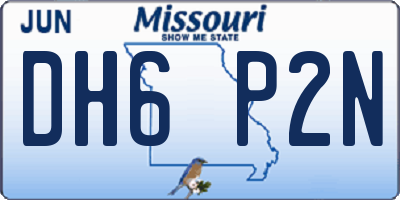 MO license plate DH6P2N