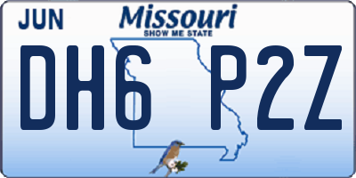 MO license plate DH6P2Z