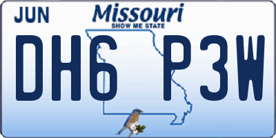 MO license plate DH6P3W