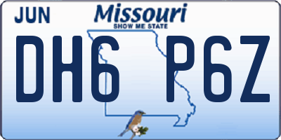 MO license plate DH6P6Z